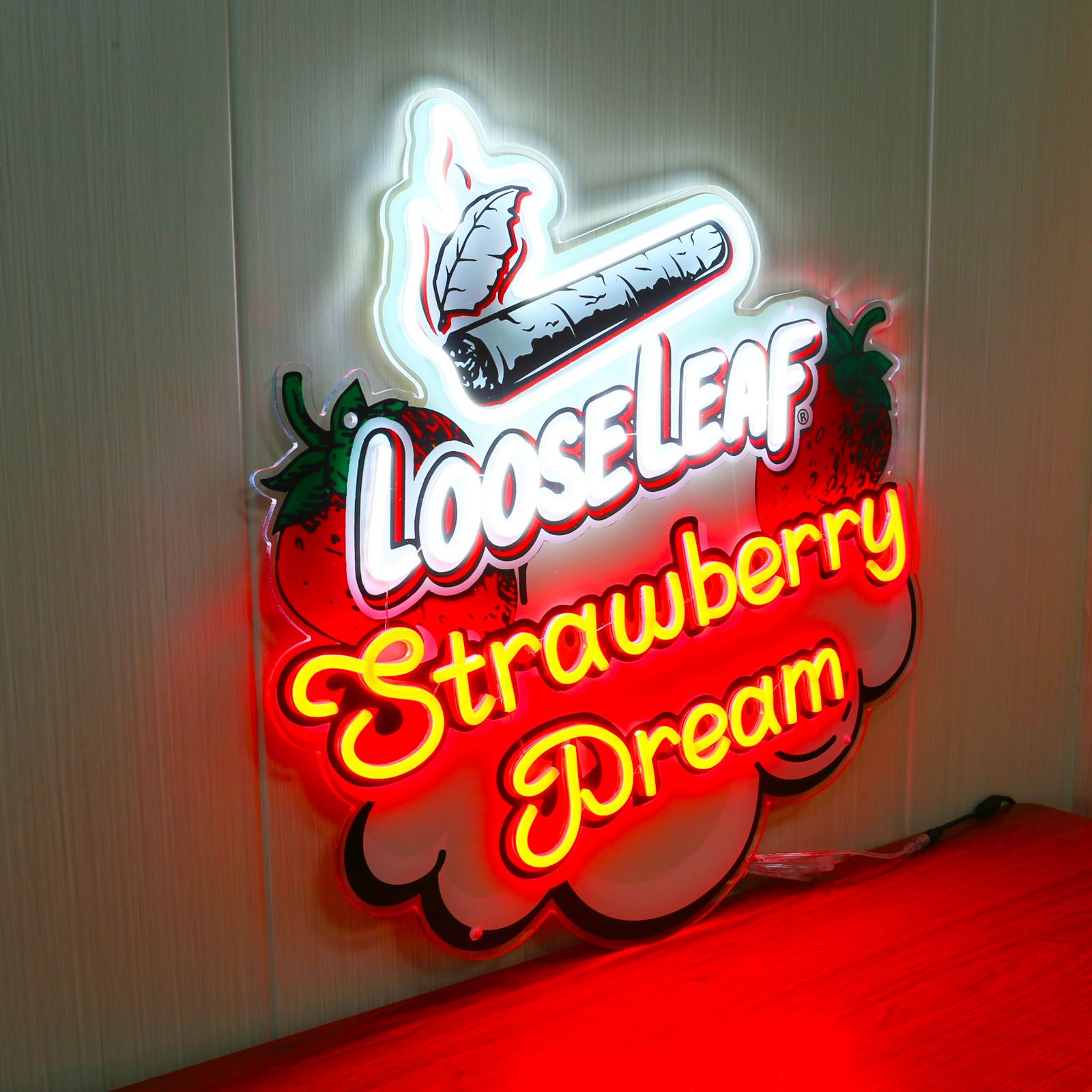Loose Leaf Strawberry Dream custom neon sign