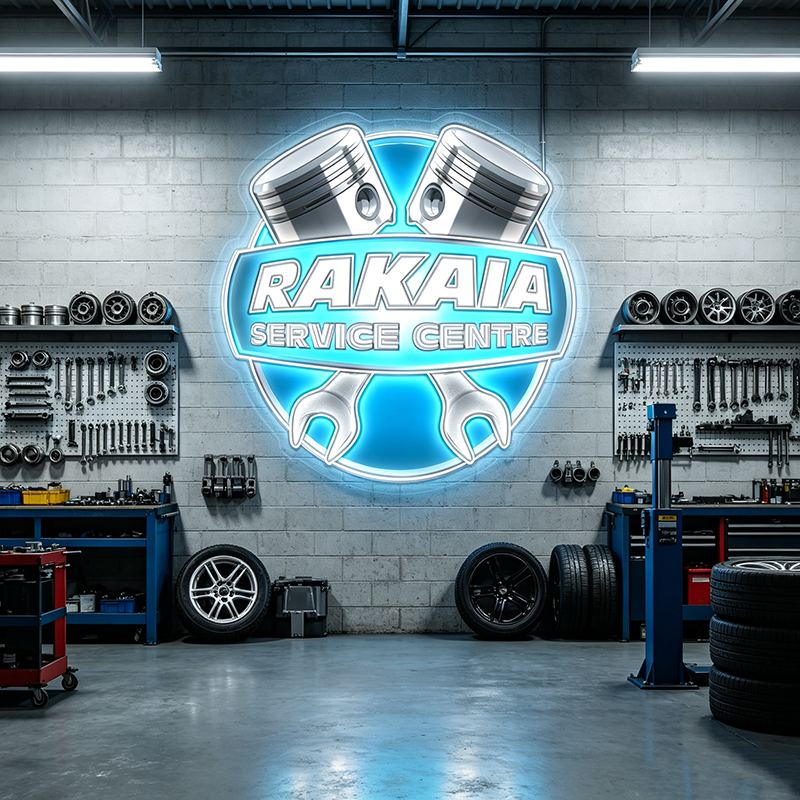 Rakaia Service Centre backlit shop sign